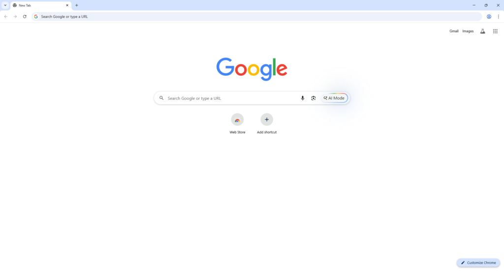 Google search homepage displayed, Ulaa vs Chrome
